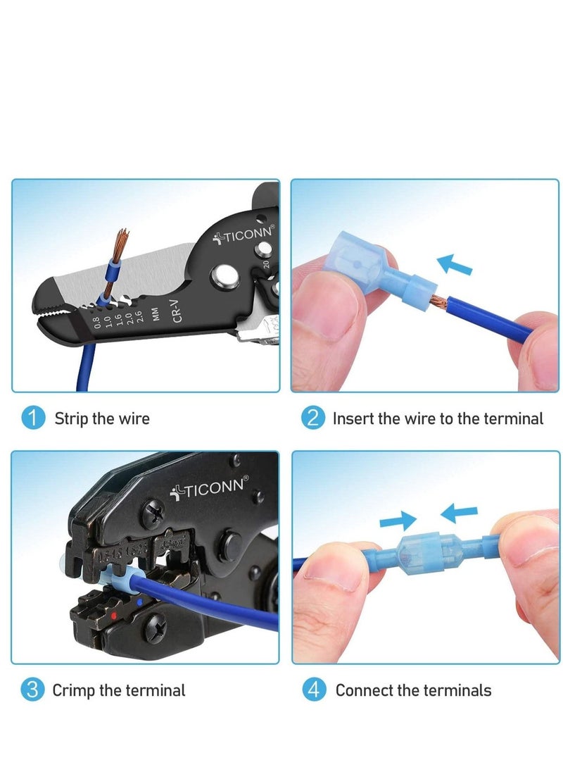 KASTWAVE Nylon Spade Quick Disconnect Connectors Kit, KASTWAVE Electrical Insulated Terminals, Male and Female Spade Wire Crimp Terminal Assortment Kit, Resists Corrosion, 3 Colors 200 Pcs - Image 4