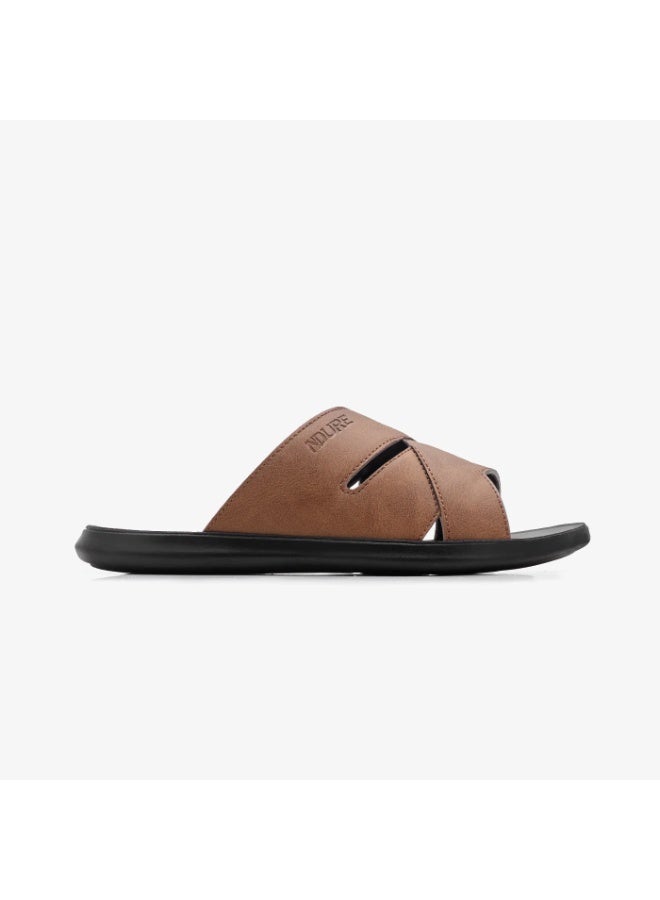 NDURE Men's Cross Strap Slide Sandals, Cushioned Footbed, Casual Open Toe Slip-On - Image 3