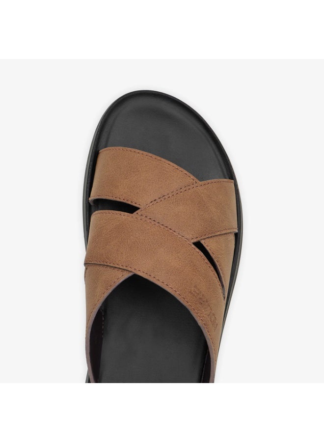 NDURE Men's Cross Strap Slide Sandals, Cushioned Footbed, Casual Open Toe Slip-On - Image 2