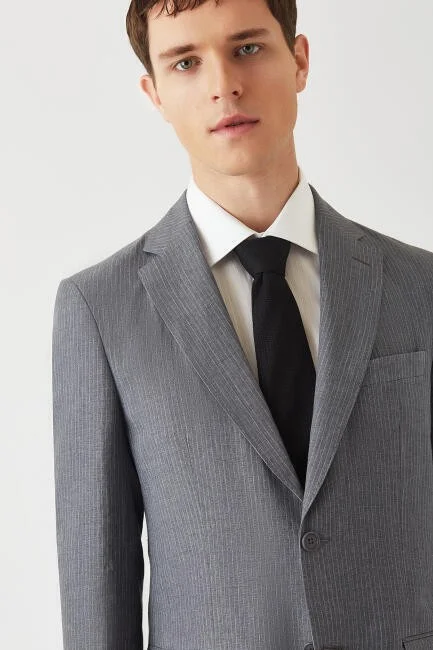 Bisse Men's Mono Collar 2 Button Double Slit Suit GRAY PTK22Y22125_D55