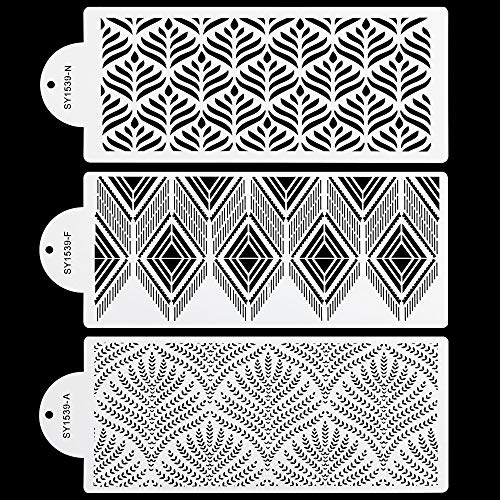 FVVMEED 3 Pieces Cake Decorating Templates Powdered Sugar Sieve Template Set Wedding Cake Decorative Flower Edge Molding Baking Tool,Cake Lace Decoration Stencils Food Grade Plastic Stencils Molds - Image 1