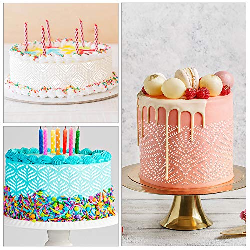 FVVMEED 3 Pieces Cake Decorating Templates Powdered Sugar Sieve Template Set Wedding Cake Decorative Flower Edge Molding Baking Tool,Cake Lace Decoration Stencils Food Grade Plastic Stencils Molds - Image 2