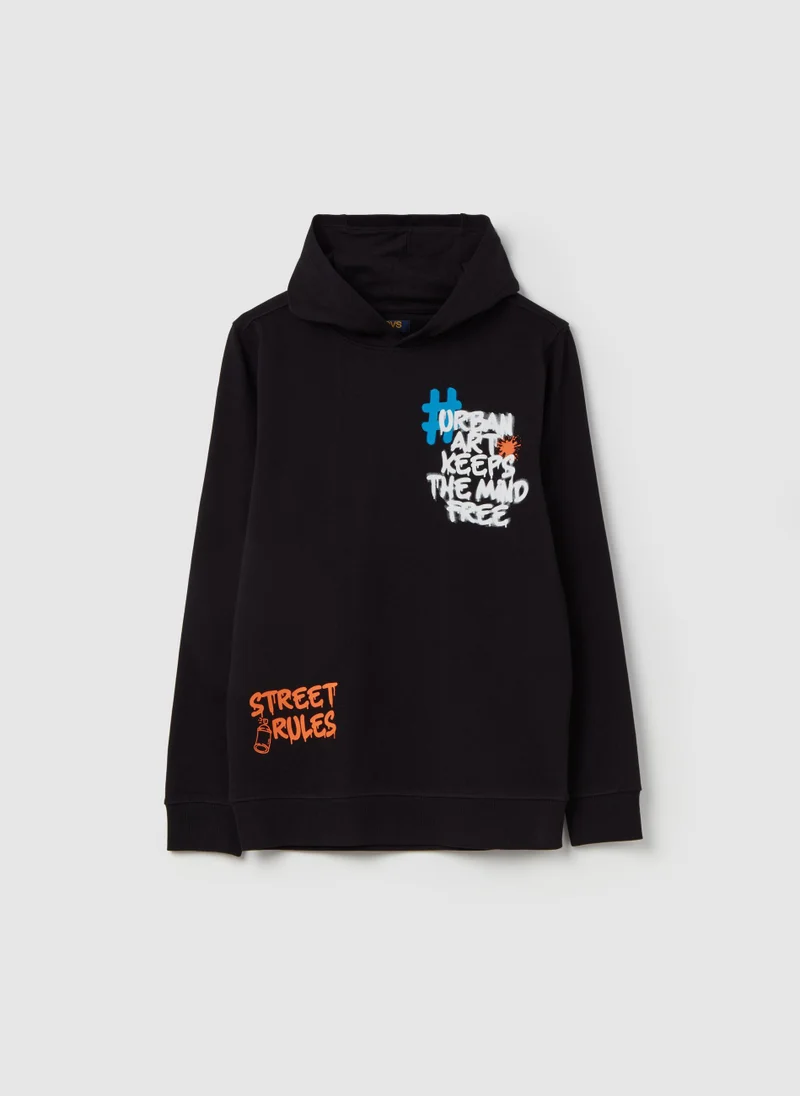 او في اس French terry sweatshirt with hood and print