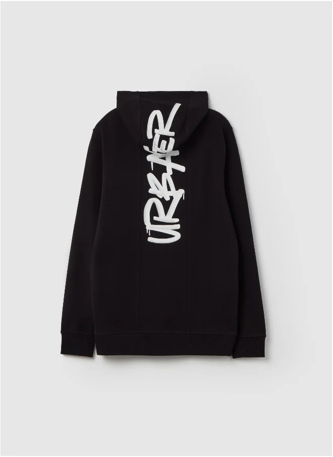 Ovs French terry sweatshirt with hood and print