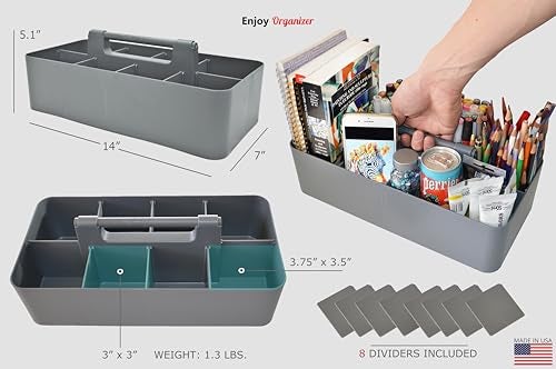 Enjoy Organizer -Large Carry Caddy Bin Basket Portable Office Desk Storage DIY- MADE IN USA (Orion Gray) - Image 4