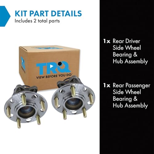 TRQ 2 Piece Rear Wheel Bearing & Hub Assembly Set with ABS Sensor Compatible with 2015-2019 Hyundai Sonata 2016-2021 Tucson 2019-2022 Veloster N 2017-2020 Kia Cadenza 2016-2020 Optima 2017-2021 Sport - Image 2