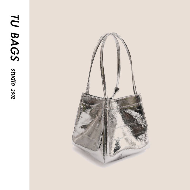 Women's Bag New Niche Genuine Leather Shoulder Small Square Bag Korean Style Simple Top Layer Cowhide Handbag High-grade Bucket Bag - Image 1