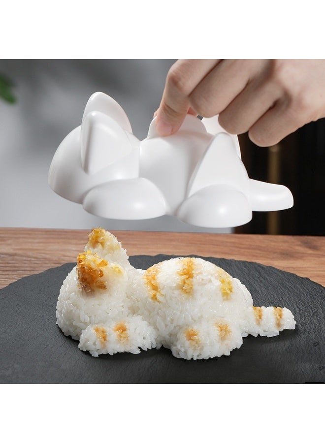 Mold for rice Cat Rice Mold, Cute Animal Rice Shaper, Kitchen DIY Lunch Decoration Tool, White - Image 1