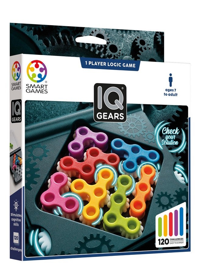 SmartGames IQ Gears Travel-Friendly Dynamic Logic Game Featuring 120 Challenges for Ages 7 - Adult - Image 2