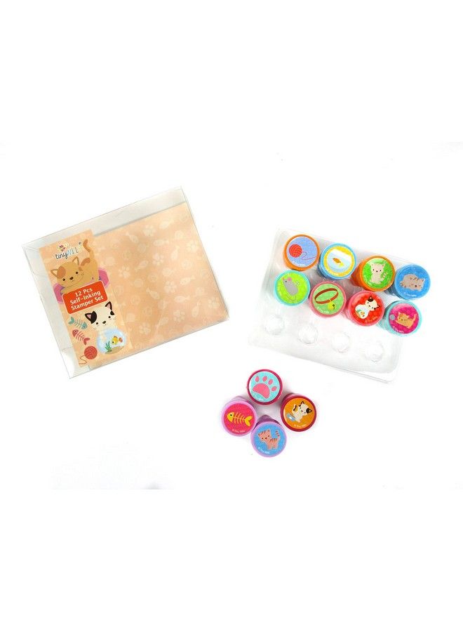 TINYMILLS 12 Pcs Cats Kittens Stamp Kit For Kids Kitty Cat Self Inking Stamps Gift Party Favors - Image 4