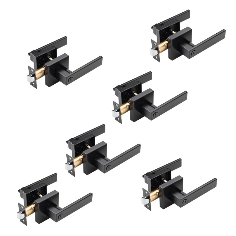 Ncsen 6 Pack Matte Black Privacy Door Handles  Interior Door Knobs For Bed And Bath  Heavy Duty Door Lever Door Lock  Manijas Para Puertas - Image 1