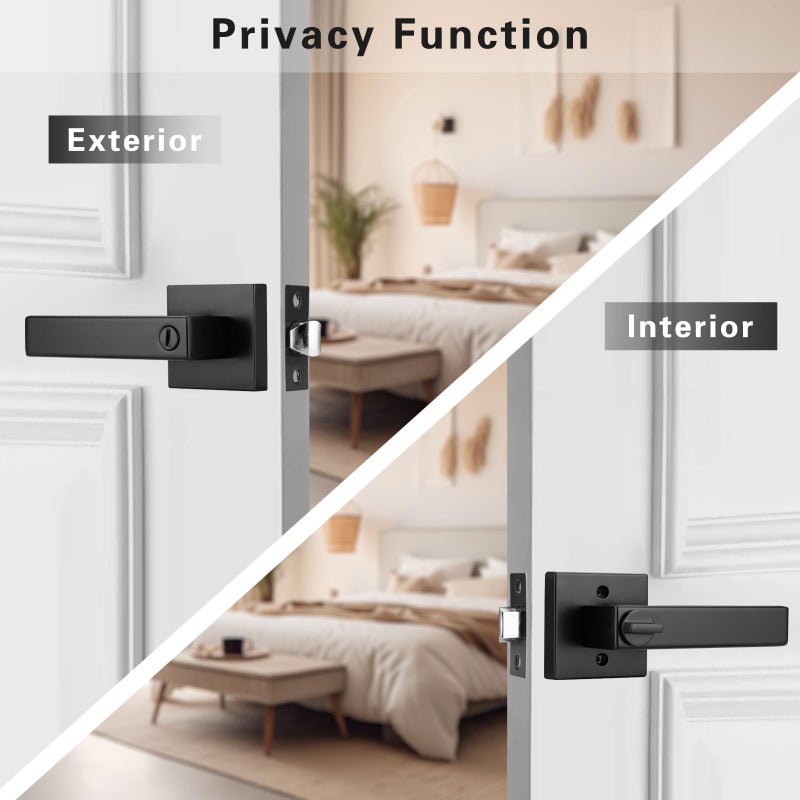 Ncsen 6 Pack Matte Black Privacy Door Handles  Interior Door Knobs For Bed And Bath  Heavy Duty Door Lever Door Lock  Manijas Para Puertas - Image 2