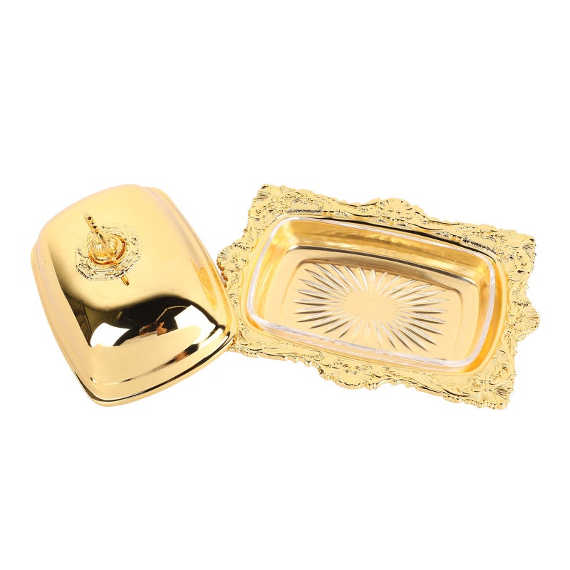 Metal Butter Plate: Glass Alloy Material, Stain & Odor Resistant - Multipurpose Vintage Butter Dish for Kitchen Refrigerator, Home Parties & Gifting - Image 3