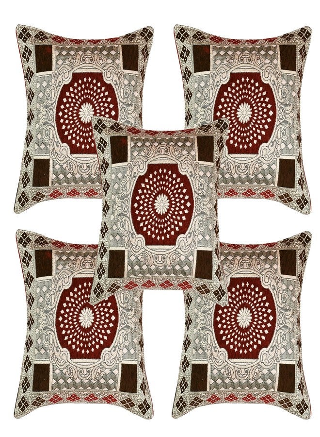 Jayvaam Sawna Homes Chenille Sofa Cover Set 5 Seater For Living Room-3 Seater&2 Seater Sofa Slip Covers For Home-Premium Furniture Protector Panels For Sofa Couch Office,10 Piece,Maroon Coffee - Image 3