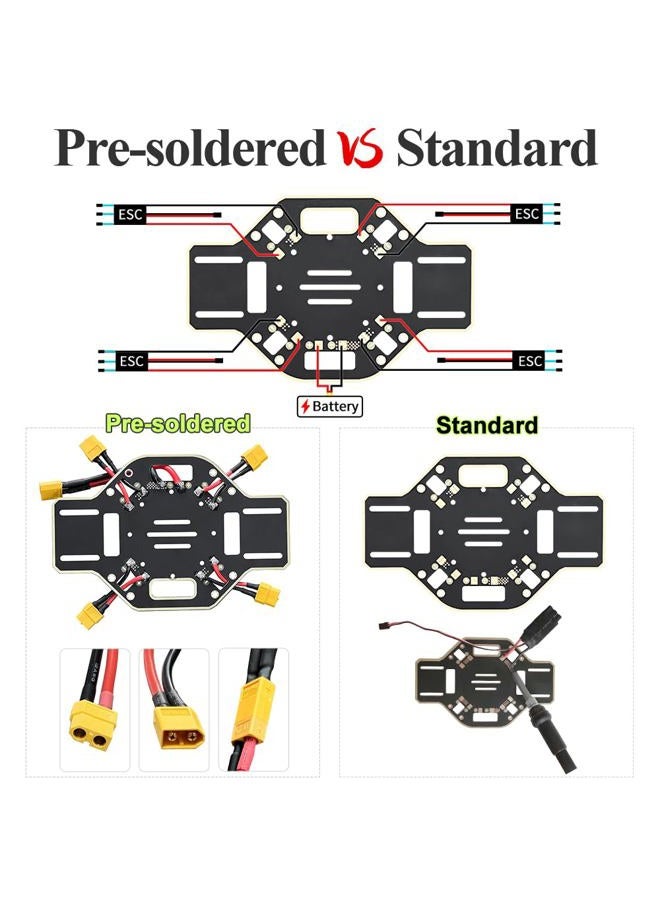 HAWK'S WORK F450 Drone Frame, 450mm Wheelbase Quadcopter Frame Kit with Landing Skid Gear (Pre-soldered) - Image 4