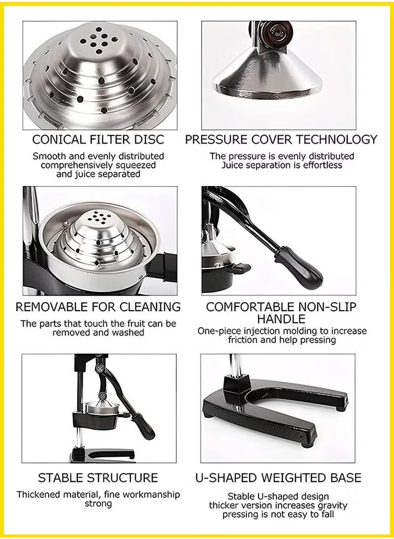 JAJEEK - Professional Manual Citrus Juicer with Lever – Heavy-Duty Metal Hand Press Juice Extractor for Lemon, Lime, Orange, Pomegranate & Grapefruit – Large Juice Presser for Fresh, Healthy Drinks – Durable, Easy to Use & Easy to Clean - Image 1