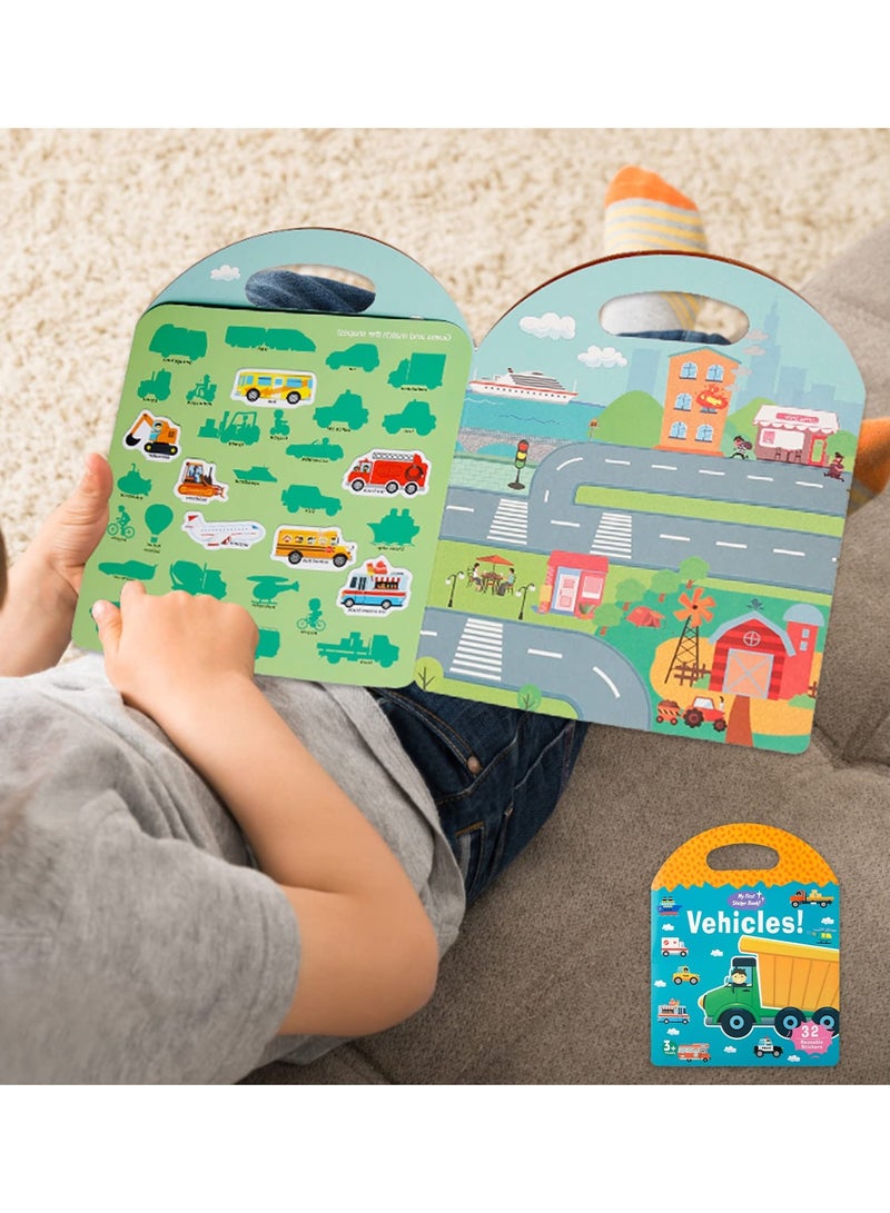 يونيكبيبي كتاب الملصقات القابلة لإعادة الاستخدام للأطفال من ، كتاب نشاط محمول للأطفال من3-5 سنوات، ملصقات منفوخة للأطفال، كتاب سفر مشغول، لعبة ملصقات جيلي مقاومة للماء، هدية للأولاد والبنات - Image 1