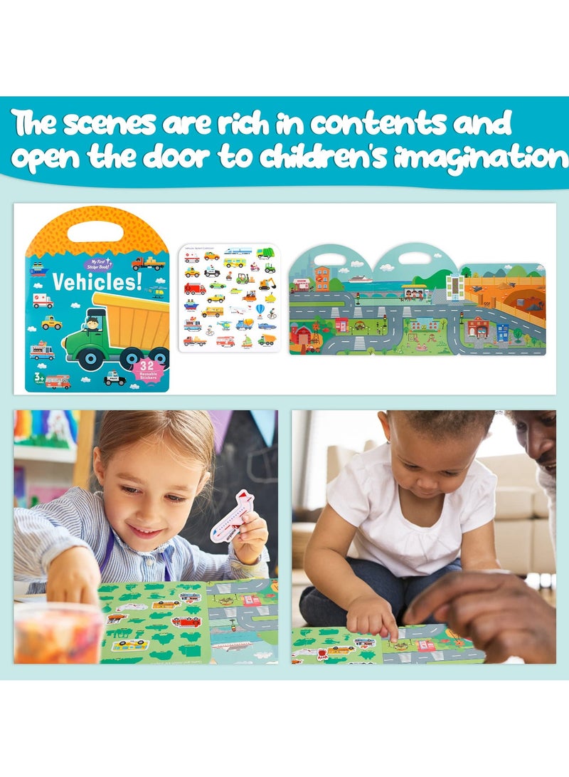 يونيكبيبي كتاب الملصقات القابلة لإعادة الاستخدام للأطفال من ، كتاب نشاط محمول للأطفال من3-5 سنوات، ملصقات منفوخة للأطفال، كتاب سفر مشغول، لعبة ملصقات جيلي مقاومة للماء، هدية للأولاد والبنات - Image 3