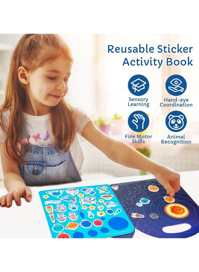 يونيكبيبي كتاب الملصقات القابلة لإعادة الاستخدام للأطفال من ، كتاب نشاط محمول للأطفال من3-5 سنوات، ملصقات منفوخة للأطفال، كتاب سفر مشغول، لعبة ملصقات جيلي مقاومة للماء، هدية للأولاد والبنات - Image 4