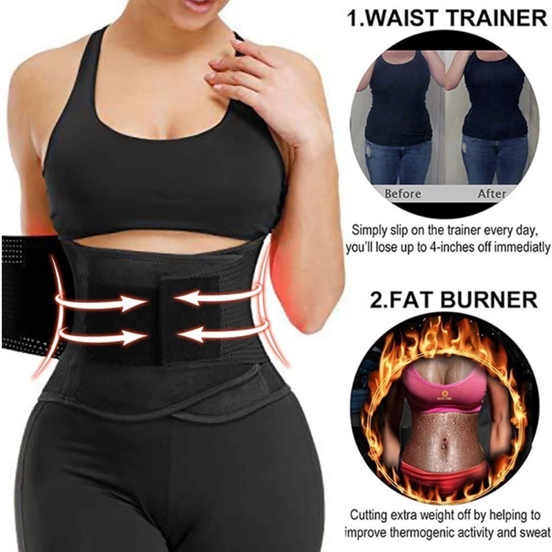 Bluejw Fitness Workout Elastic Adjustable Sauna Waist Trimmer Belt for Men - Waist Trimmers for Weight Loss & Abdominal Support - Image 3
