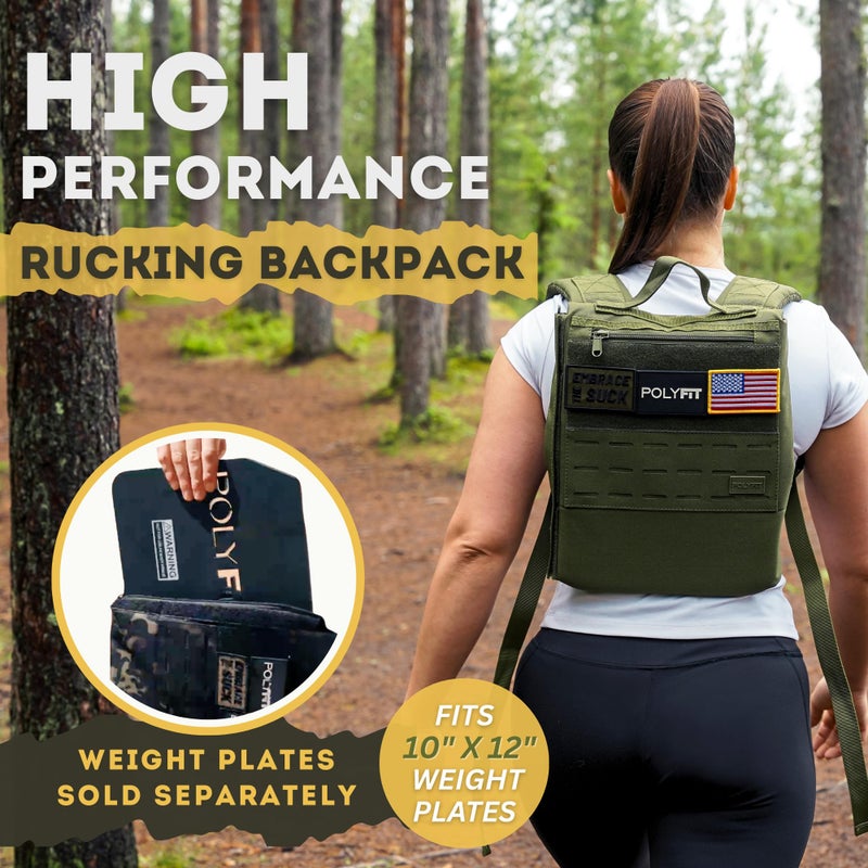 Polyfit Rucking Backpack 2.0 - Weighted Ruck Pack for Weight Plates - Patent Pending Side-Loading Rucksack for Walking, Running, Rucking, Strength and Endurance Training - Black - Image 2