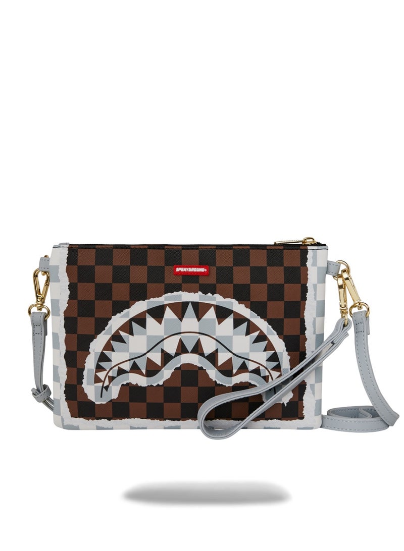 SPRAYGROUND SG CREAM AND BROWN TEAR CHECK CROSSOVER CLUTCH - Image 1