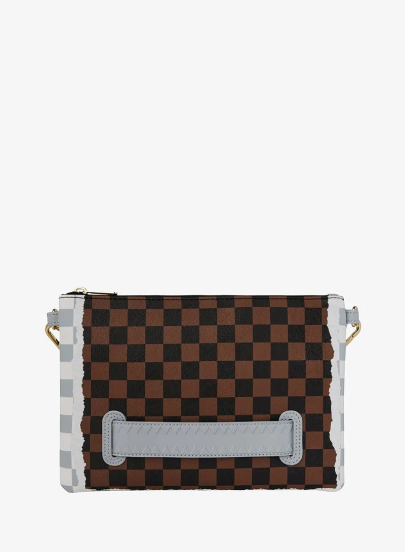SPRAYGROUND  SG CREAM AND BROWN TEAR CHECK CROSSOVER CLUTCH for Men | Best Price UAE