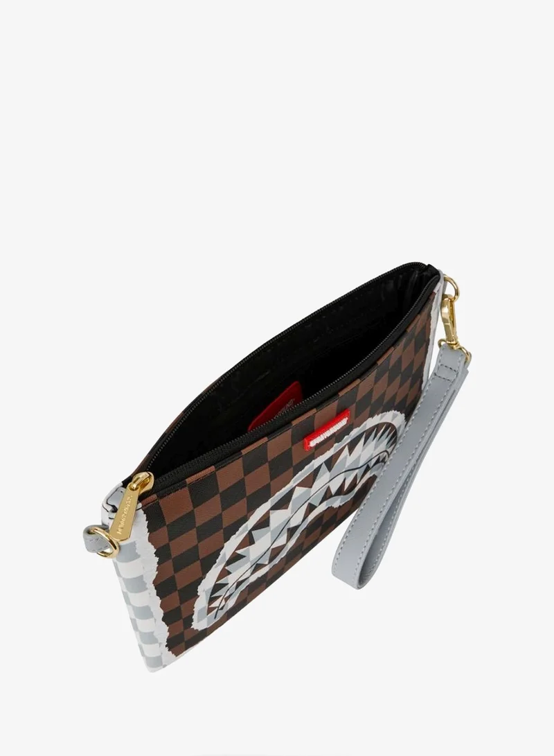 SPRAYGROUND  SG CREAM AND BROWN TEAR CHECK CROSSOVER CLUTCH for Men | Best Price UAE
