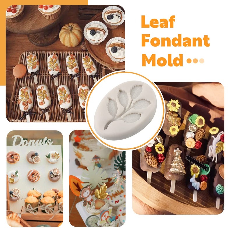 Sijiangmold Baroque Fondant Mold Baroque Leaf Fondant Molds Maple Leaf Candy Molds For Cake Decorating Cupcake Topper Chocolate Candy Polymer Clay Gum Paste Set Of 4 - Image 4