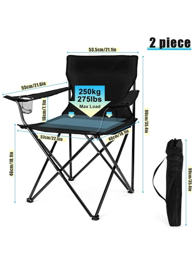 دنزوز 2pcs كراسي التخييم القابلة للطي كراسي معسكر للبالغين مع حامل الكأس وحمل كيس كرسي العشب المحمول كبير للهواء الطلق في الصيد المشي لمسافات طويلة شاطئ التنزه - Image 2