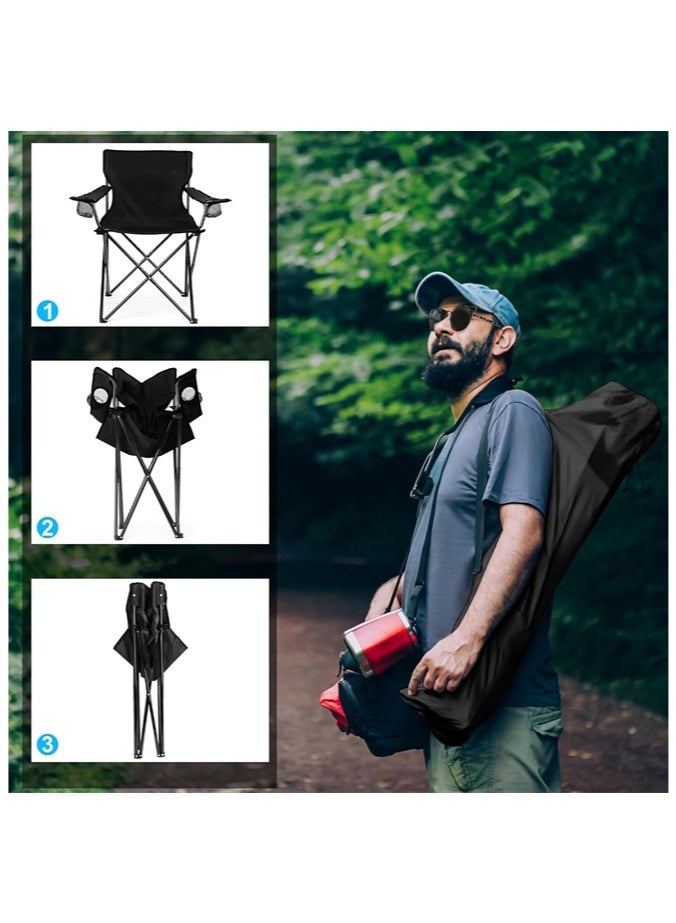 دنزوز 2pcs كراسي التخييم القابلة للطي كراسي معسكر للبالغين مع حامل الكأس وحمل كيس كرسي العشب المحمول كبير للهواء الطلق في الصيد المشي لمسافات طويلة شاطئ التنزه - Image 3