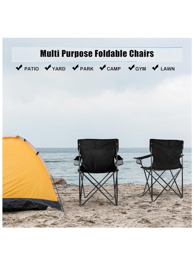 دنزوز 2pcs كراسي التخييم القابلة للطي كراسي معسكر للبالغين مع حامل الكأس وحمل كيس كرسي العشب المحمول كبير للهواء الطلق في الصيد المشي لمسافات طويلة شاطئ التنزه - Image 5