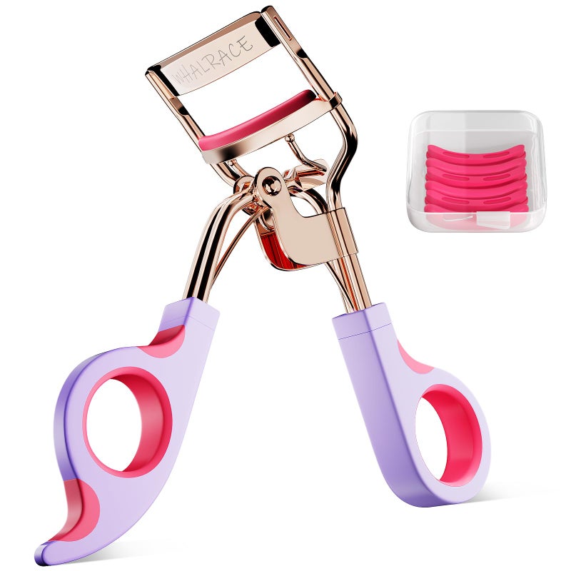 whalrace Eye Lash Curler with 6 Replacement Pads, Whalrace Eyelash Curlers Superior Curling Effect, Beautiful and Easy to Identify, Valentine's Day Gift for Her, Beauty Enthusiasts -Rose Gold Purple Red - Image 1