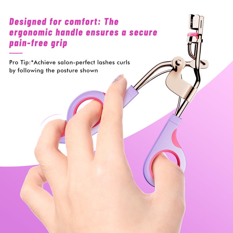 whalrace Eye Lash Curler with 6 Replacement Pads, Whalrace Eyelash Curlers Superior Curling Effect, Beautiful and Easy to Identify, Valentine's Day Gift for Her, Beauty Enthusiasts -Rose Gold Purple Red - Image 3