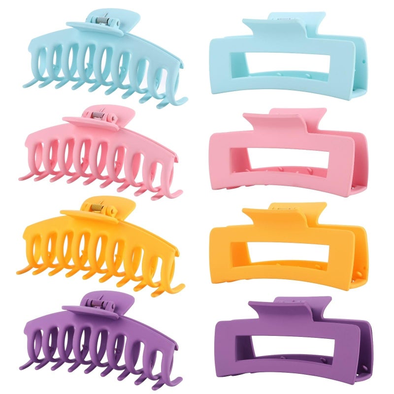 LuSeren 8 Pack Colorful Hair Clips for Women 4.3 Inch Large Hair Claw Clips for Women Thin Thick Curly Hair, Big Banana Clips,Strong Hold jaw clips - Image 1