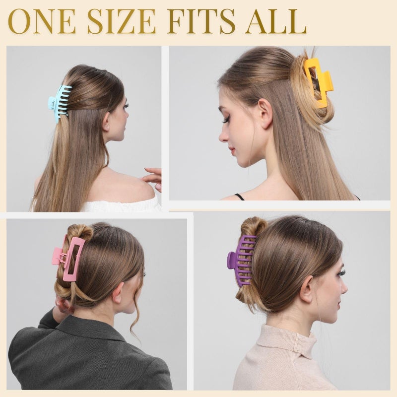 LuSeren 8 Pack Colorful Hair Clips for Women 4.3 Inch Large Hair Claw Clips for Women Thin Thick Curly Hair, Big Banana Clips,Strong Hold jaw clips - Image 4