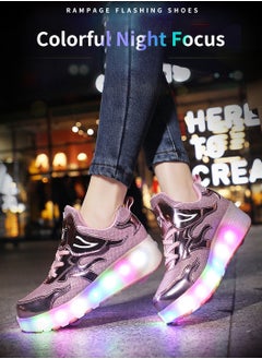 Moovant LED Flash Light Sneaker Skate Shoes with Wheels, USB Charging, Detachable Pulley Design, 1 Shoe for 2 Use, for Kids Girls, Pink  - Image 2