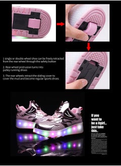 Moovant LED Flash Light Sneaker Skate Shoes with Wheels, USB Charging, Detachable Pulley Design, 1 Shoe for 2 Use, for Kids Girls, Pink  - Image 5