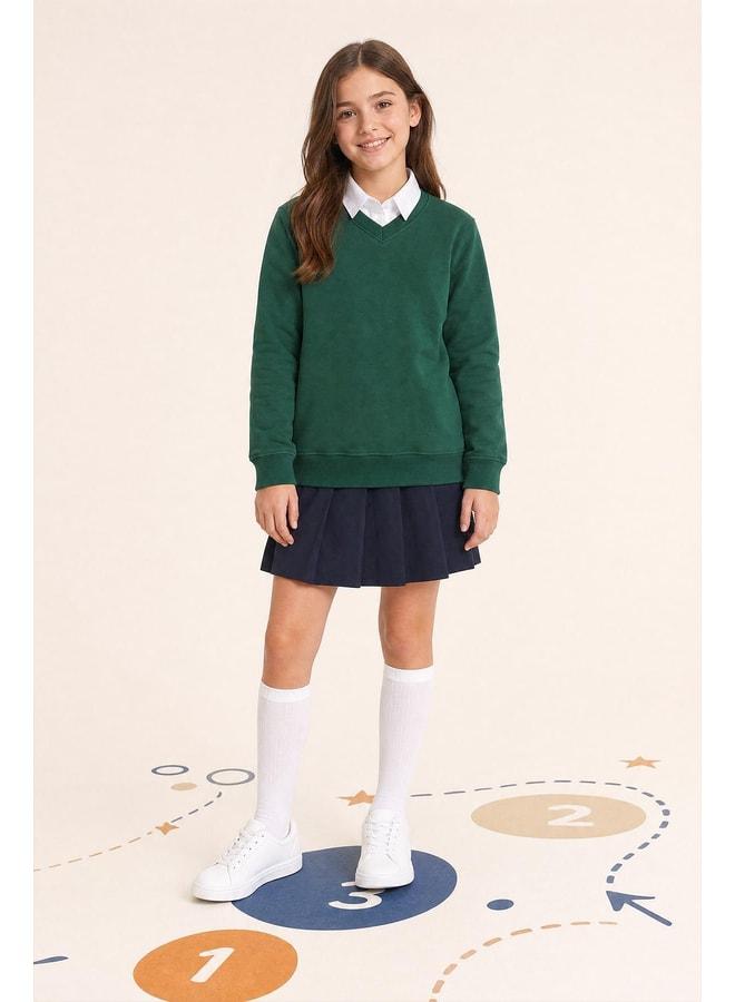 Perendi Unisex Children's Winter V-Neck Fleece School Sweatshirt. - Image 1