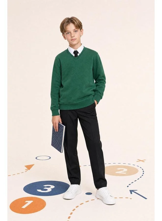 Perendi Unisex Children's Winter V-Neck Fleece School Sweatshirt.