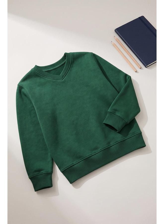 Perendi Unisex Children's Winter V-Neck Fleece School Sweatshirt. - Image 3