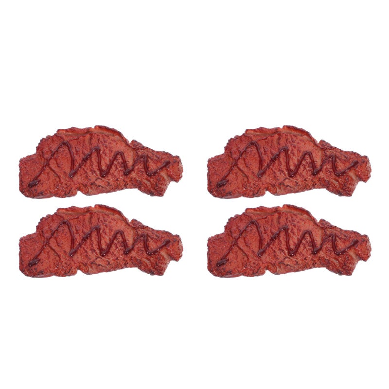 4 pcs Artificial Lifelike Steak: Fake Cooked Roast Beef Simulated Food Meat Model For Market Kitchen Photography Props Display Party Decoration Brown - Image 1
