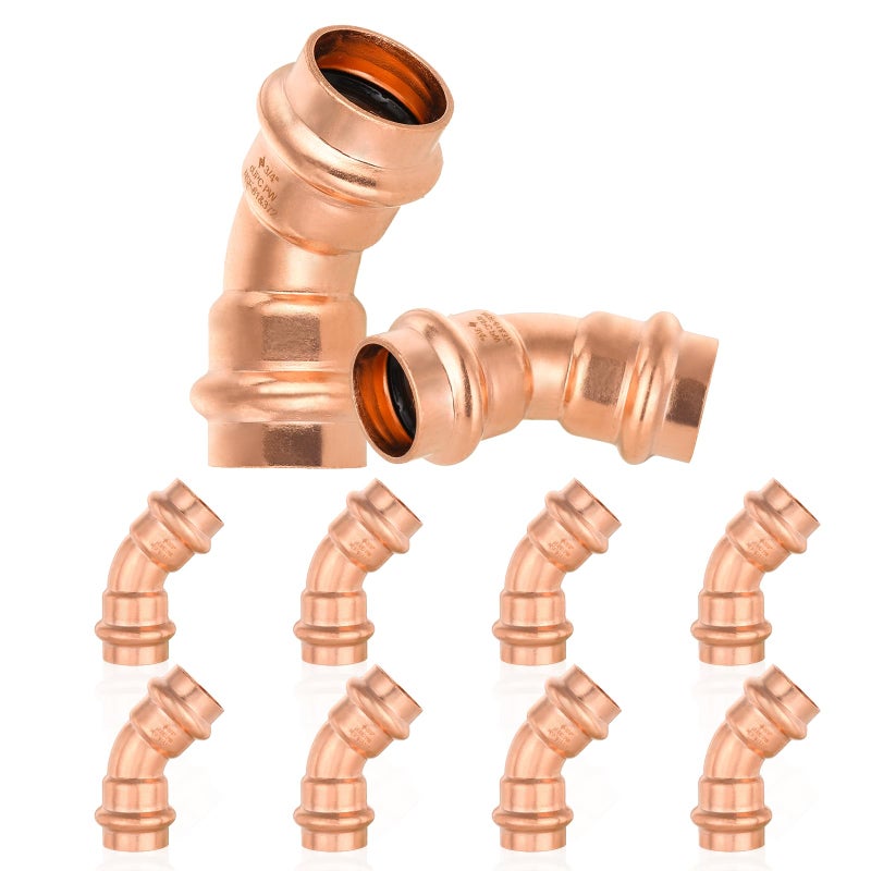 HeSun 10Pack HeSun 34 x 34 Copper Press Elbow45 Degree P x P Pressure Fittings for Copper Tube ConnectionPRESS007 - Image 2