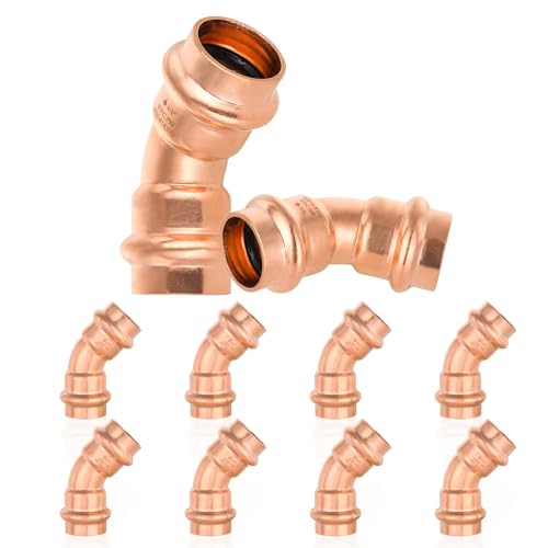 HeSun 10Pack HeSun 34 x 34 Copper Press Elbow45 Degree P x P Pressure Fittings for Copper Tube ConnectionPRESS007 - Image 1