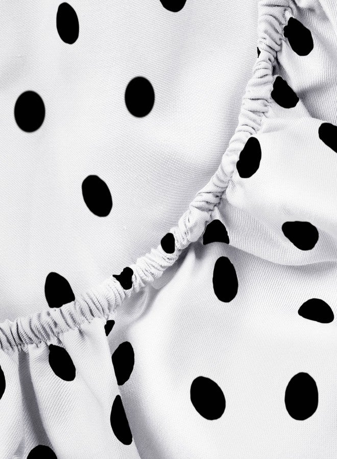 Superior Cotton Blend 600 Thread Count Sheet Set, Polka Dot Design, Includes 1 Elastic Deep Pocket Fitted Sheet, 1 Flat Sheet, 1 Pillowcase, Luxury Bedding, Soft Sateen Weave, Twin, White - Image 4