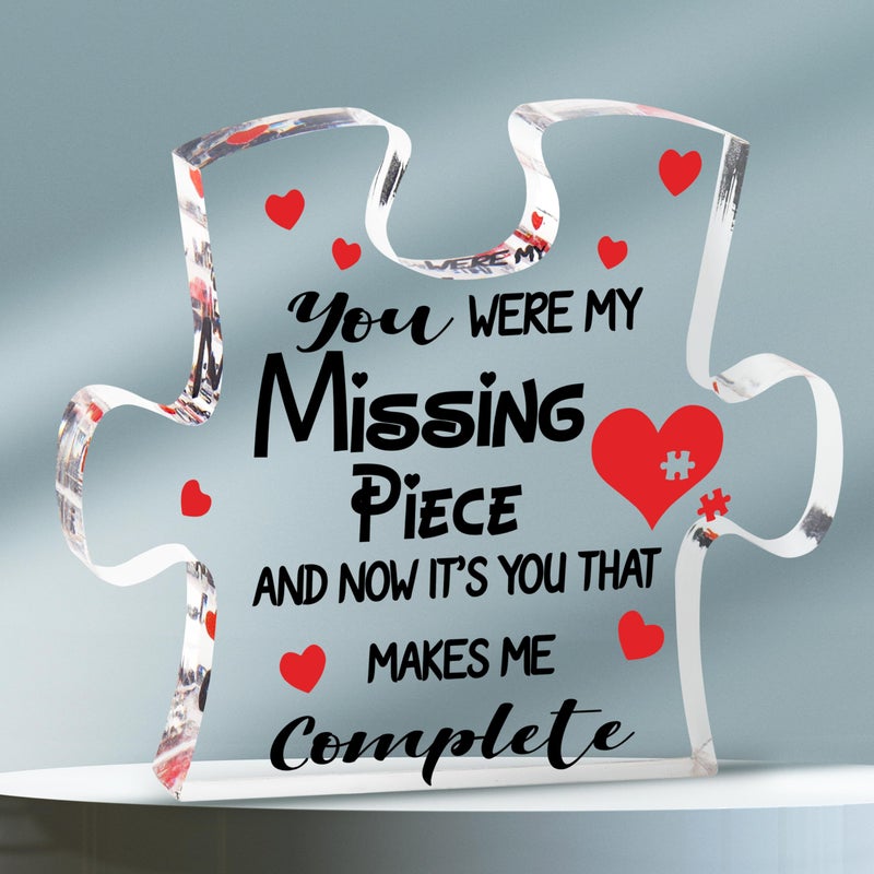 Merclix Anniversary PuzzleShaped Plaque Gifts for Girlfriend on Christmas Anniversary Valentines Birthday Gifts for Her Him Boyfriend Wife Husband Romantic