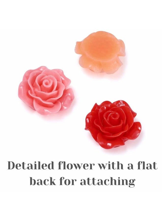VictorieLei Rose Nail Art Charm 3D, Flat Back Resin Beads Manicure Wheel Multicolor Flowers - Image 4
