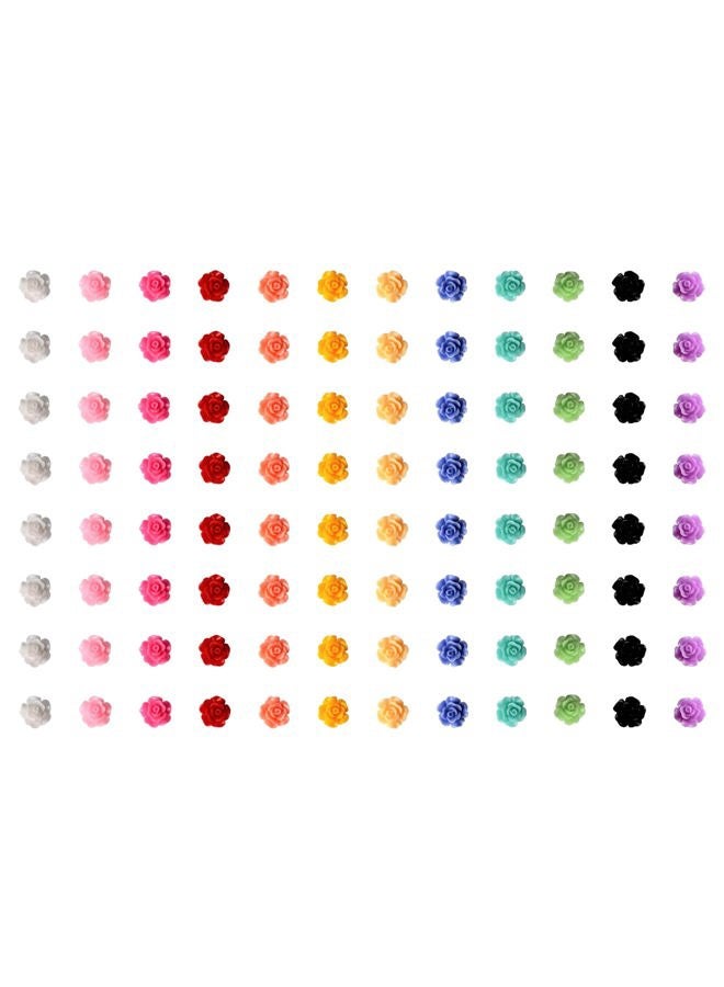 VictorieLei Rose Nail Art Charm 3D, Flat Back Resin Beads Manicure Wheel Multicolor Flowers - Image 5