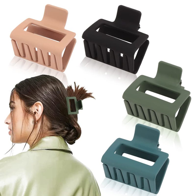 Ahoney 4 Pack Hair Clips 2 Matte Clips Square Claws for Thin and Thick Hair Cute for Women