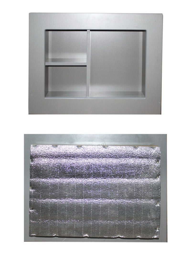 ديكور غطاء مكيف شباك لتغطية الحائط مصنوع من الخشب, لون رمادي - Image 1